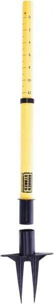 Banner Stakes - 22 to 42" High, 2-3/8" Pole Diam, Stanchion - 9" Base Diam, Removable Spike Nylon Base, Yellow Plastic Post, For Outdoor Use - Industrial Tool & Supply