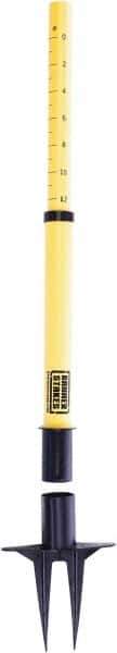 Banner Stakes - 22 to 42" High, 2-3/8" Pole Diam, Stanchion - 9" Base Diam, Removable Spike Nylon Base, Yellow Plastic Post, For Outdoor Use - Industrial Tool & Supply