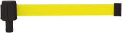 Banner Stakes - 6.61" High x 15' Long x 2-1/2" Wide Retractable Barrier Belt - Plastic & Polyester, Matte Finish, Yellow, Use with Banner Stakes Plus Stanchion, Banner Stakes Plus Base - Industrial Tool & Supply