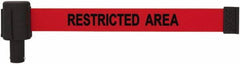 Banner Stakes - 6.61" High x 15' Long x 2-1/2" Wide Retractable Barrier Belt - Plastic & Polyester, Matte Finish, Red, Use with Banner Stakes Plus Stanchion, Banner Stakes Plus Base - Industrial Tool & Supply