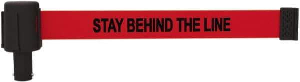 Banner Stakes - 6.61" High x 15' Long x 2-1/2" Wide Retractable Barrier Belt - Plastic & Polyester, Matte Finish, Red, Use with Banner Stakes Plus Stanchion, Banner Stakes Plus Base - Industrial Tool & Supply