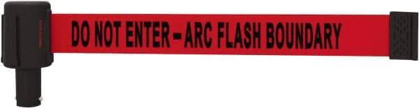 Banner Stakes - 6.61" High x 15' Long x 2-1/2" Wide Retractable Barrier Belt - Plastic & Polyester, Matte Finish, Red, Use with Banner Stakes Plus Stanchion, Banner Stakes Plus Base - Industrial Tool & Supply