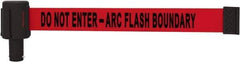 Banner Stakes - 6.61" High x 15' Long x 2-1/2" Wide Retractable Barrier Belt - Plastic & Polyester, Matte Finish, Red, Use with Banner Stakes Plus Stanchion, Banner Stakes Plus Base - Industrial Tool & Supply