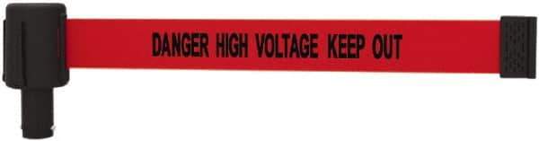 Banner Stakes - 6.61" High x 15' Long x 2-1/2" Wide Retractable Barrier Belt - Plastic & Polyester, Matte Finish, Red, Use with Banner Stakes Plus Stanchion, Banner Stakes Plus Base - Industrial Tool & Supply