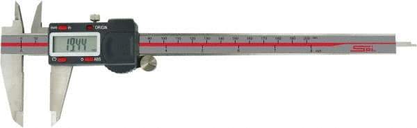 SPI - 0 to 8" Range 0.0005" Resolution, IP54 Electronic Caliper - Stainless Steel with 1.94" Stainless Steel Jaws, 0.001" Accuracy, USB Output - Industrial Tool & Supply
