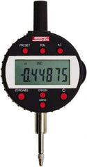 SPI - 0 to 1/2" Range, 0.00005" Graduation, Electronic Drop Indicator - Flat & Center Lug Back, Accurate to 0.00016", English & Metric System, LCD Display - Industrial Tool & Supply