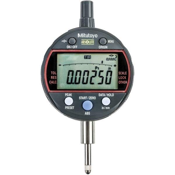 Mitutoyo - 0 to 1/2" Range, 0.001mm Graduation, Electronic Drop Indicator - Flat Back, Accurate to 0.0001", Inch & Metric System, LCD Display - Industrial Tool & Supply