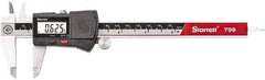 Starrett - 0 to 150mm Range, 0.01mm Resolution, Electronic Caliper - Stainless Steel with 1-1/2" Stainless Steel Jaws, 0.02mm Accuracy - Industrial Tool & Supply