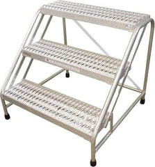 Cotterman - 30" 3 Step Stand - Step Platform, 500 Lb Capacity, 30" Platform Height, 33" Base Width x 35" Base Depth, Grip Strut - Industrial Tool & Supply