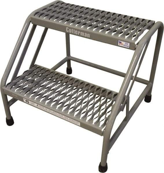 Cotterman - 20" 2 Step Stand - Step Platform, 500 Lb Capacity, 20" Platform Height, 23" Base Width x 22" Base Depth, Grip Strut - Industrial Tool & Supply