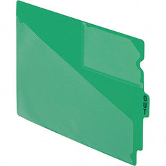 Pendaflex - 8-1/2 x 11" 50 Tabs, Unpunched, End Tab Out Guides with Pockets - Green - Industrial Tool & Supply