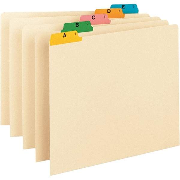SMEAD - 8-1/2 x 11" 25 Tabs, Unpunched, Preprinted Numeric Divider - Blue, Yellow, Green Tabs, Manila Folder - Industrial Tool & Supply