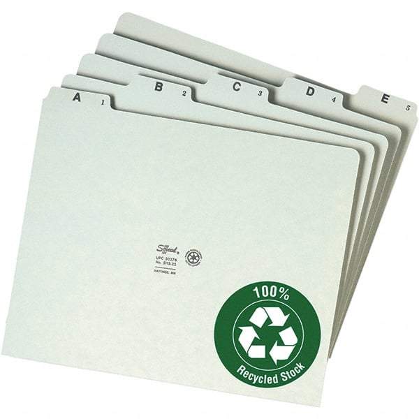 SMEAD - 8-1/2 x 11" 25 Tabs, Unpunched, Preprinted Numeric Divider - Green - Industrial Tool & Supply