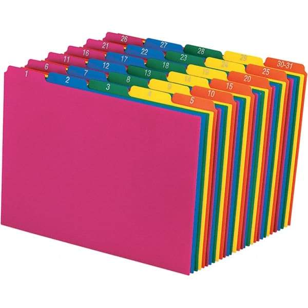 Pendaflex - 8-1/2 x 11" 31 Tabs, Unpunched, Preprinted Divider - Assorted Color Tabs, Assorted Folder - Industrial Tool & Supply