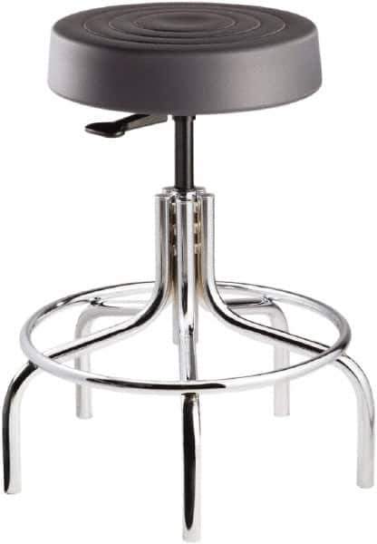 Bevco - 14 Inch Wide x 14-1/2 Inch Deep x 30 Inch High, Tubular Chrome Base, Adjustable Height Swivel Stool - Polyurethane Seat, Graphite - Industrial Tool & Supply
