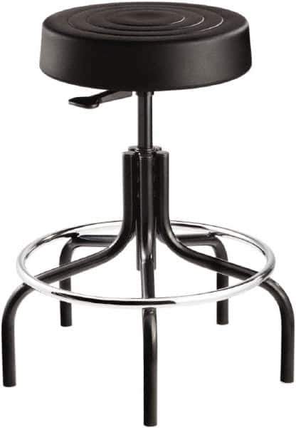 Bevco - 14 Inch Wide x 14-1/2 Inch Deep x 30 Inch High, Tubular Steel Base, Adjustable Height Swivel Stool - Polyurethane Seat, Black - Industrial Tool & Supply