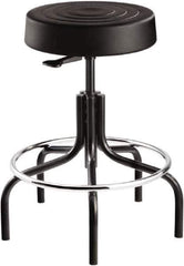 Bevco - 14 Inch Wide x 14-1/2 Inch Deep x 30 Inch High, Tubular Steel Base, Adjustable Height Swivel Stool - Polyurethane Seat, Black - Industrial Tool & Supply