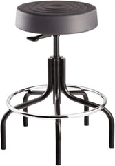 Bevco - 14 Inch Wide x 14-1/2 Inch Deep x 25 Inch High, Tubular Steel Base, Adjustable Height Swivel Stool - Polyurethane Seat, Graphite - Industrial Tool & Supply