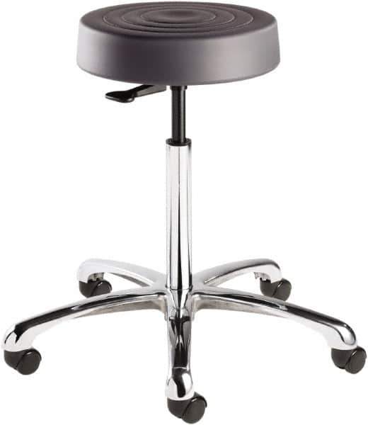 Bevco - 14 Inch Wide x 14-1/2 Inch Deep x 33 Inch High, Polished Aluminum Base, Adjustable Height Swivel Stool - Polyurethane Seat, Graphite - Industrial Tool & Supply