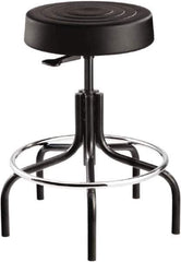 Bevco - 14 Inch Wide x 14-1/2 Inch Deep x 25 Inch High, Tubular Steel Base, Adjustable Height Swivel Stool - Polyurethane Seat, Black - Industrial Tool & Supply