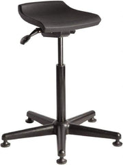Bevco - 14 Inch Wide x 14 Inch Deep x 32 Inch High, Reinforced Black Nylon Base, Adjustable Height Swivel Stool - Polyurethane Seat, Black - Industrial Tool & Supply