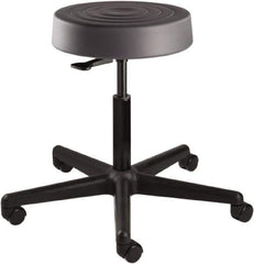 Bevco - 14 Inch Wide x 14-1/2 Inch Deep x 22-1/2 Inch High, Reinforced Black Nylon Base, Adjustable Height Swivel Stool - Polyurethane Seat, Graphite - Industrial Tool & Supply