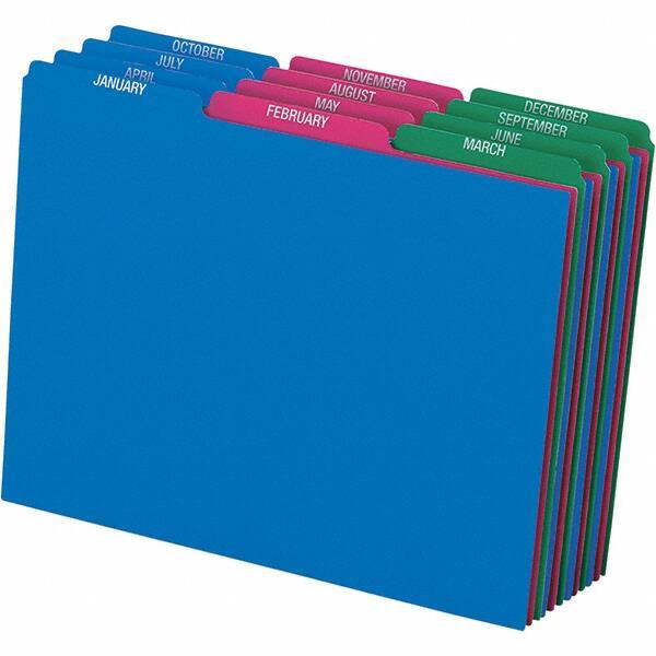 Pendaflex - 8-1/2 x 11" 12 Tabs, Unpunched, Preprinted Divider - Assorted Color Tabs, Assorted Folder - Industrial Tool & Supply