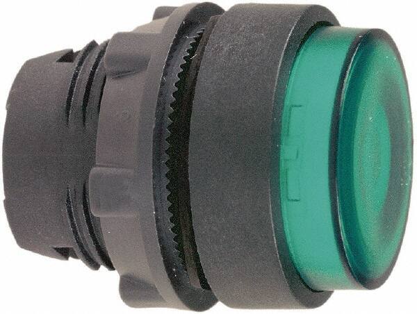 Schneider Electric - 22mm Mount Hole, Extended Straight, Pushbutton Switch Only - Round, Green Pushbutton, Illuminated, Maintained (MA) - Industrial Tool & Supply