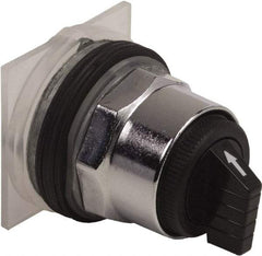 Schneider Electric - 1.18 Inch Mount Hole, 3 Position, Knob and Pushbutton Operated, Selector Switch Only - Black, Momentary (MO), without Contact Blocks, Weatherproof and Dust and Oil Resistant - Industrial Tool & Supply