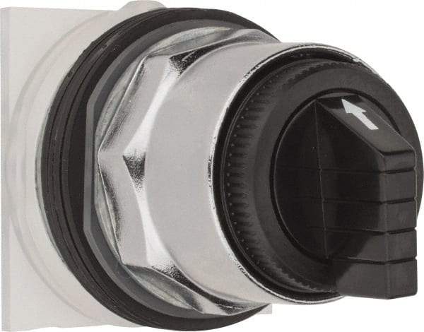 Schneider Electric - 1.18 Inch Mount Hole, 3 Position, Knob and Pushbutton Operated, Selector Switch Only - Black, Momentary (MO), without Contact Blocks, Weatherproof and Dust and Oil Resistant - Industrial Tool & Supply