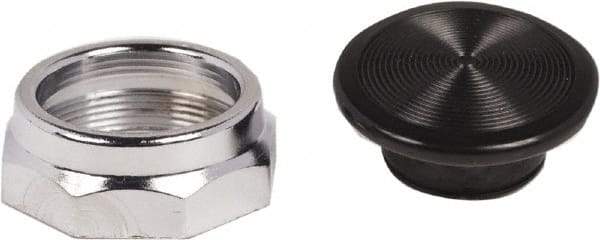 Schneider Electric - Extended Mushroom Head Pushbutton Switch 1-3/8" Snap-In Knob - Black, Round Button, Nonilluminated - Industrial Tool & Supply