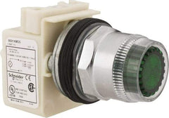 Schneider Electric - 1.18 Inch Mount Hole, Extended Straight, Pushbutton Switch Only - Round, Green Pushbutton, Illuminated, Momentary (MO), Weatherproof, Dust and Oil Resistant - Industrial Tool & Supply