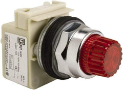 Schneider Electric - 1.18 Inch Mount Hole, Extended Straight, Pushbutton Switch Only - Round, Red Pushbutton, Illuminated, Momentary (MO), Weatherproof, Dust and Oil Resistant - Industrial Tool & Supply