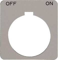 Schneider Electric - Square, Plastic Legend Plate - Off-On - Silver Background, Black Letters, 1.2 Inch Hole Diameter, 1-3/4 Inch Square - Industrial Tool & Supply