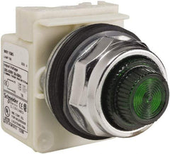 Schneider Electric - 480 VAC Green Lens Indicating Light - Screw Clamp Connector - Industrial Tool & Supply