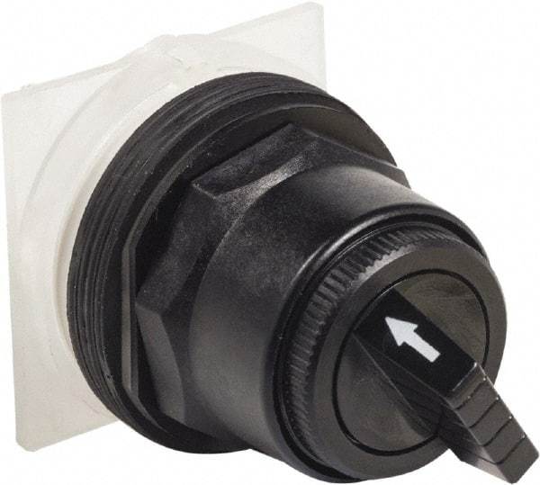 Schneider Electric - 1.18 Inch Mount Hole, 2 Position, Knob and Pushbutton Operated, Selector Switch Only - Black, Momentary (MO), without Contact Blocks, Anticorrosive, Weatherproof, Dust and Oil Resistant - Industrial Tool & Supply