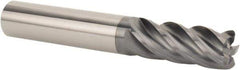 SGS - 1/2" Diam, Variable Pitch, 1-1/4" LOC, 5 Flute Solid Carbide 0.06" Corner Radius Roughing End Mill - AlTiN Finish, 3-1/4" OAL, 1/2" Shank Diam, Single End, 37° Helix - Industrial Tool & Supply