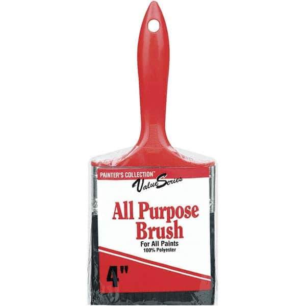Rubberset - 4" Flat Synthetic Trim Brush - Plastic Thin Kaiser Handle - Industrial Tool & Supply