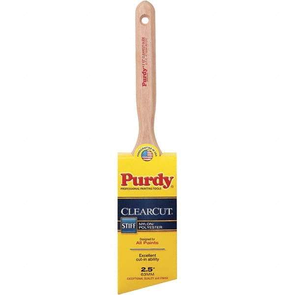Purdy - 2-1/2" Angled Nylon/Polyester Trim Brush - Wood Fluted Handle - Industrial Tool & Supply