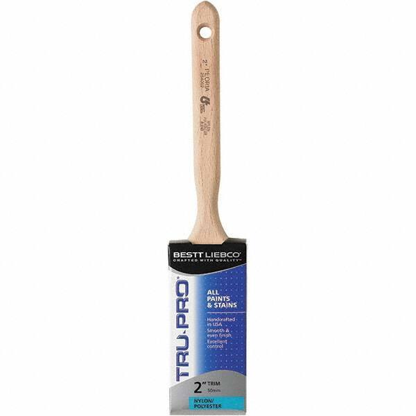 Bestt-Liebco - 2" Flat Nylon/Polyester Sash Brush - Wood Long Sash Handle - Industrial Tool & Supply