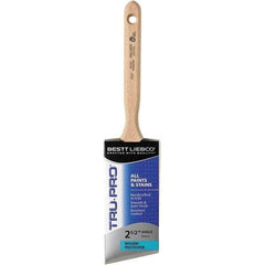 Bestt-Liebco - 2-1/2" Angled Nylon/Polyester Sash Brush - Wood Long Sash Handle - Industrial Tool & Supply