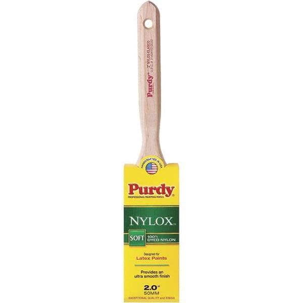 Purdy - 2" Flat Synthetic Trim Brush - Wood Fluted Handle - Industrial Tool & Supply