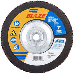 Norton - 7" 60 Grit 5/8-11 Center Hole Type 27 Ceramic Alumina Flap Disc - Industrial Tool & Supply