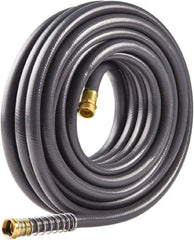 Fiskars - 100' Long Commercial Hose - 5/8" Diam, 3/4" GHT, Rubber/Vinyl, 500 psi, All Season, Gray - Industrial Tool & Supply