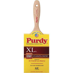 Purdy - 4" Flat Synthetic Trim Brush - 3-11/16" Bristle Length, 3-3/16" Wood Beavertail Handle - Industrial Tool & Supply