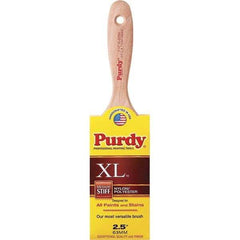 Purdy - 2-1/2" Flat Synthetic Trim Brush - 2-15/16" Bristle Length, 3-3/16" Wood Beavertail Handle - Industrial Tool & Supply