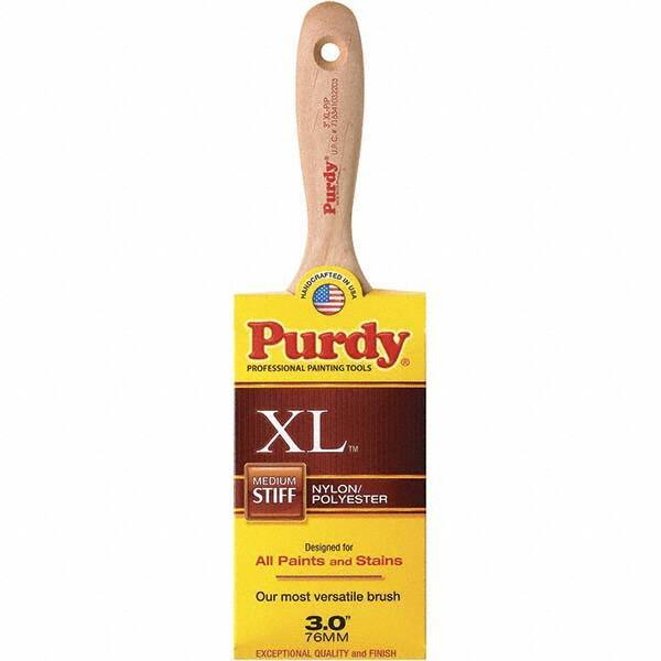 Purdy - 3" Flat Synthetic Wall Brush - 3-11/16" Bristle Length, 3-11/16" Wood Beavertail Handle - Industrial Tool & Supply