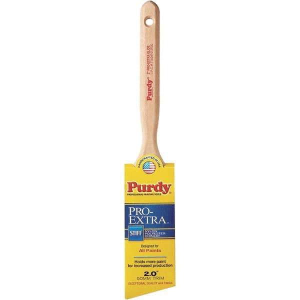 Purdy - 2" Angled Synthetic Sash Brush - 2-15/16" Bristle Length, 2-15/16" Wood Fluted Handle - Industrial Tool & Supply