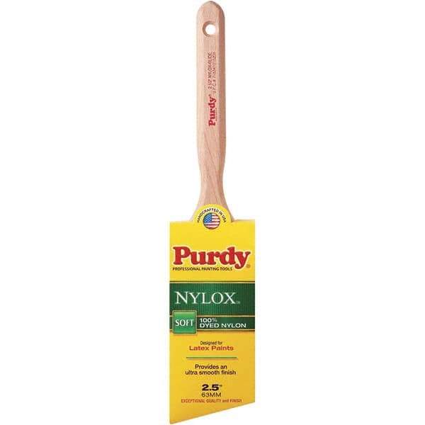 Purdy - 2-1/2" Angled Synthetic Trim Brush - 2-15/16" Bristle Length, 2-15/16" Wood Fluted Handle - Industrial Tool & Supply