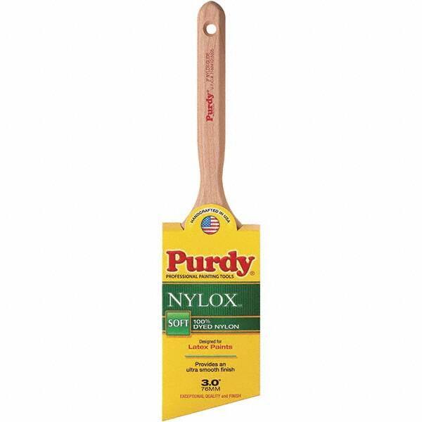 Purdy - 3" Angled Synthetic Trim Brush - 3-3/16" Bristle Length, 3-3/16" Wood Fluted Handle - Industrial Tool & Supply